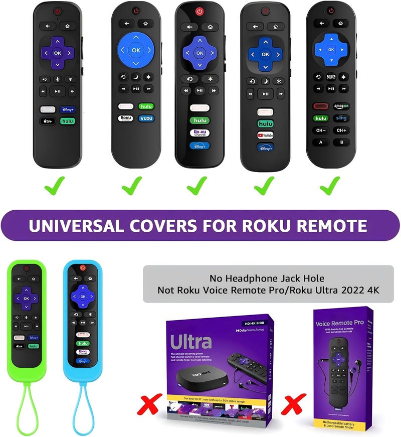 Climberer [3Pack] Remote Case Cover Compatible with TCL/Hisense roku TV |Sharp Roku TV | Roku Express 4K+，Glow in The Dark Makes it Easy to find - Image 2
